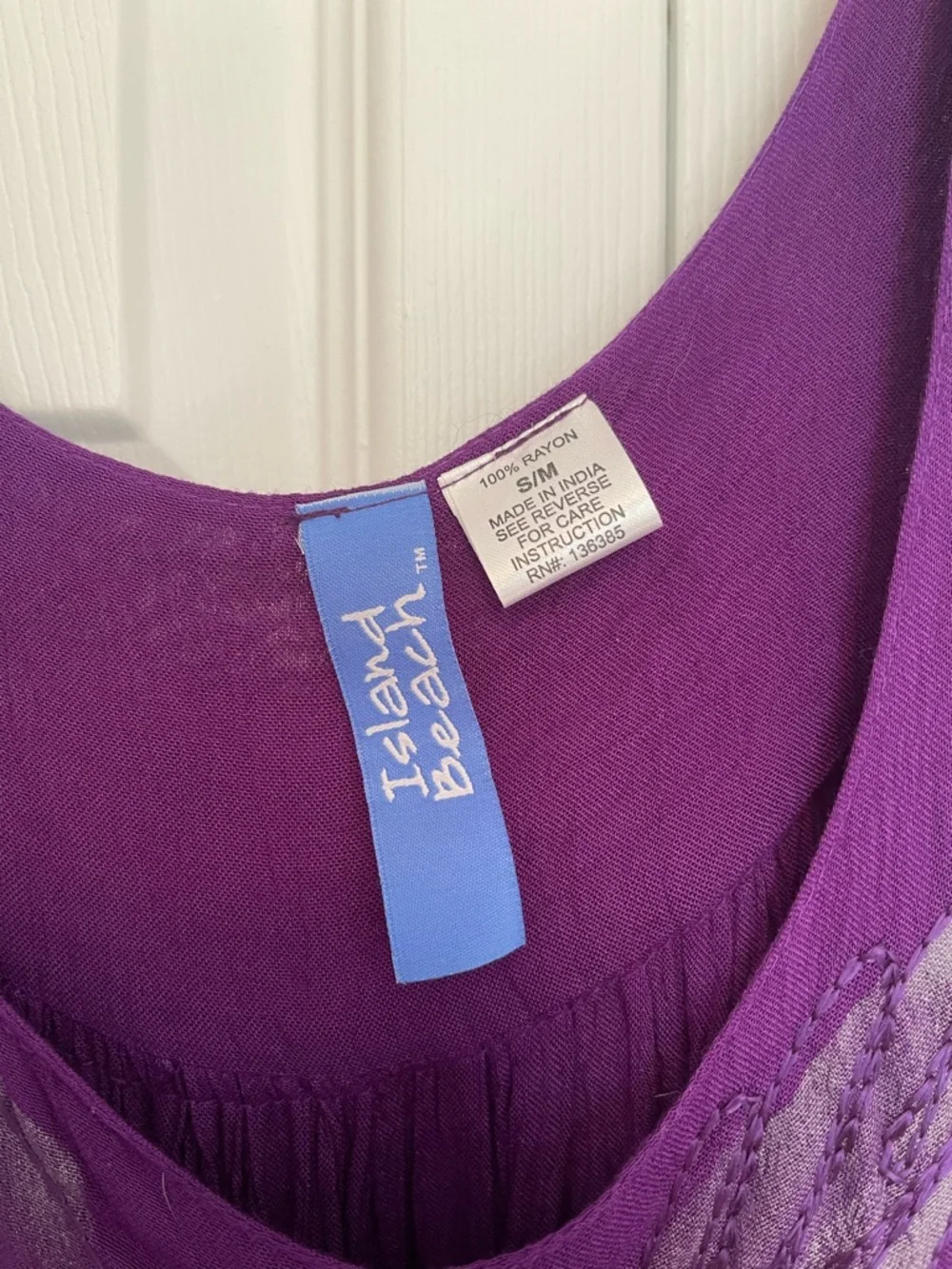 Island Beach Purple Floral Batik Maxi Dress Sleeveless S/M Boho Resort - Picture 3 of 3